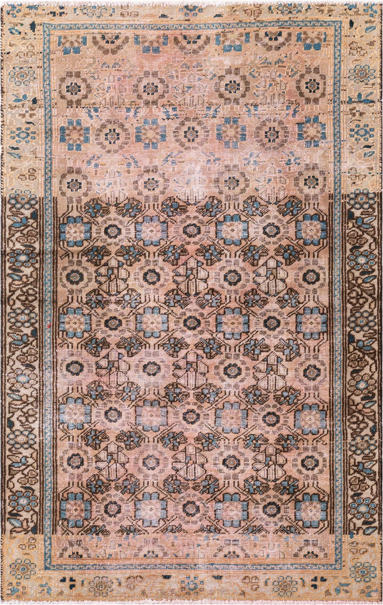  3' 10 x 6' 2  Hand Knotted Ultra Vintage Persian Wool Rug