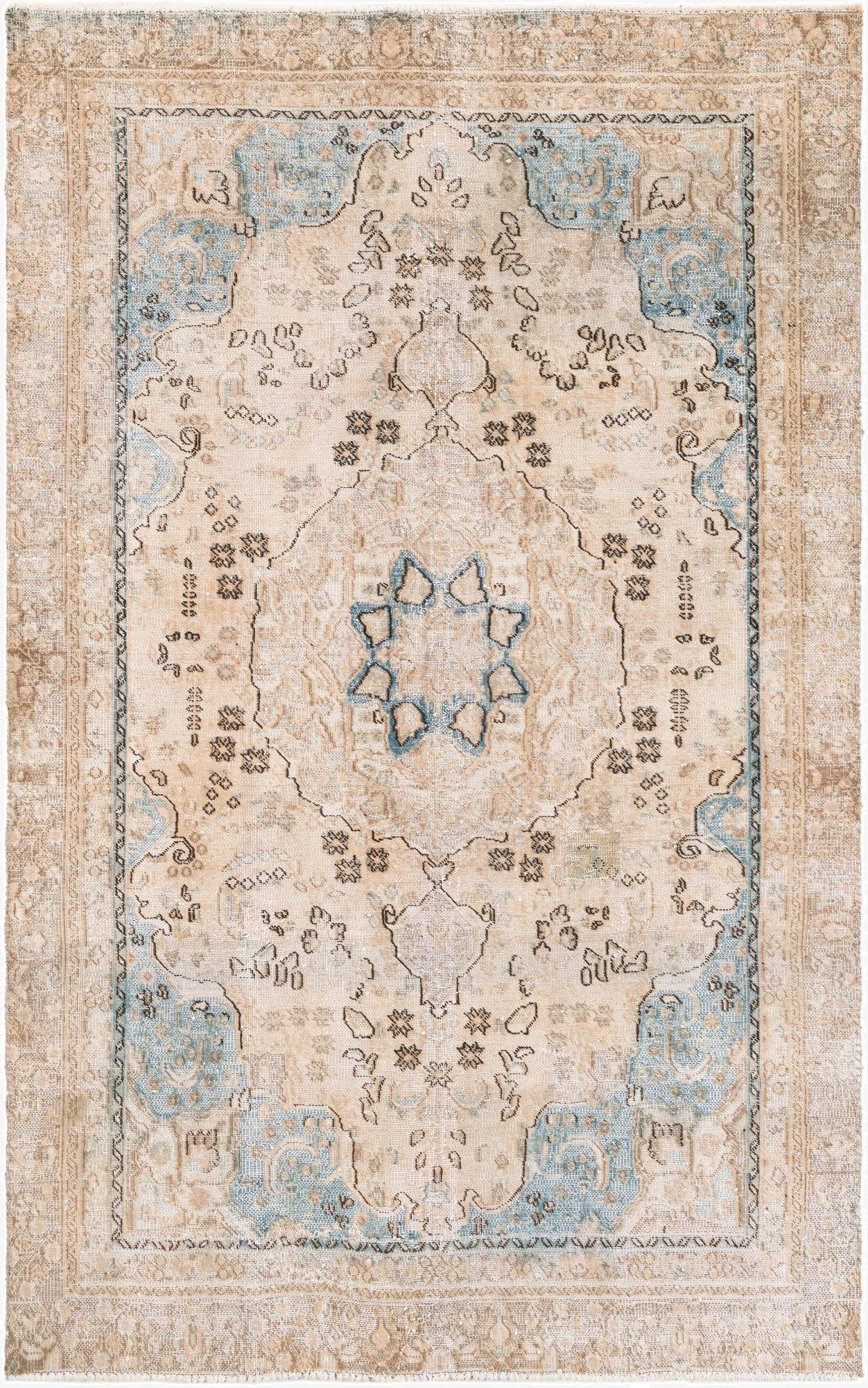  5' 5 x 8' 8  Hand Knotted Ultra Vintage Persian Wool Rug