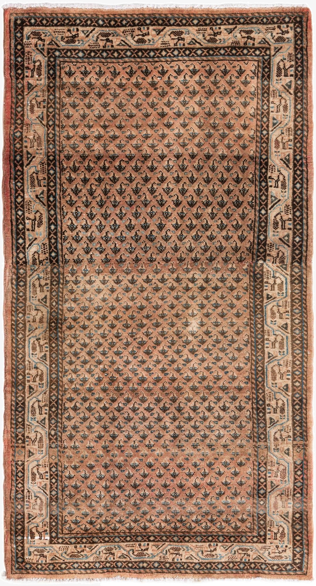  3' 9 x 7' 4  Hand Knotted Ultra Vintage Persian Wool Rug