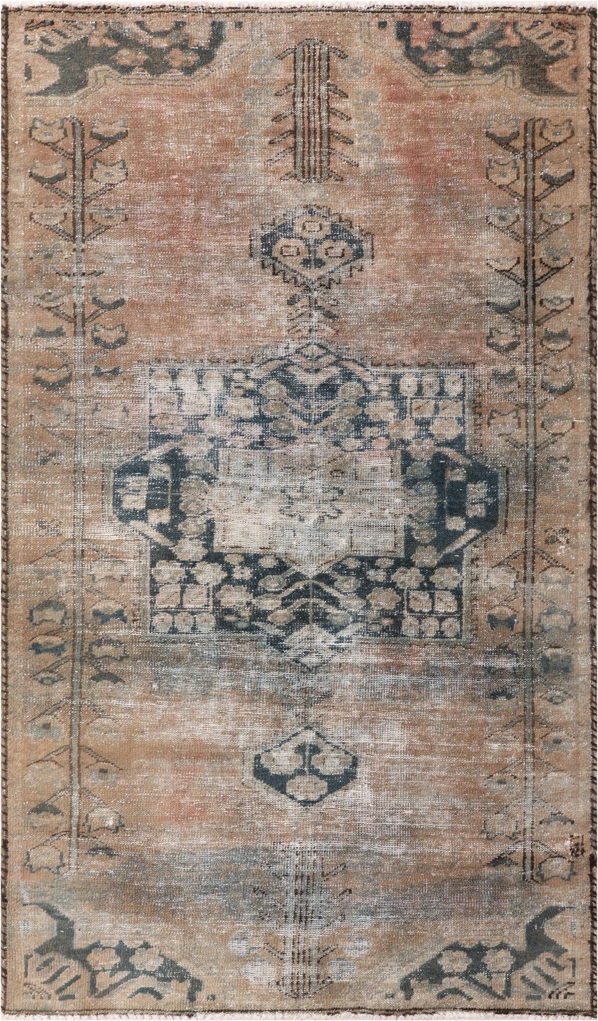  3' 6 x 6'  Hand Knotted Ultra Vintage Persian Wool Rug