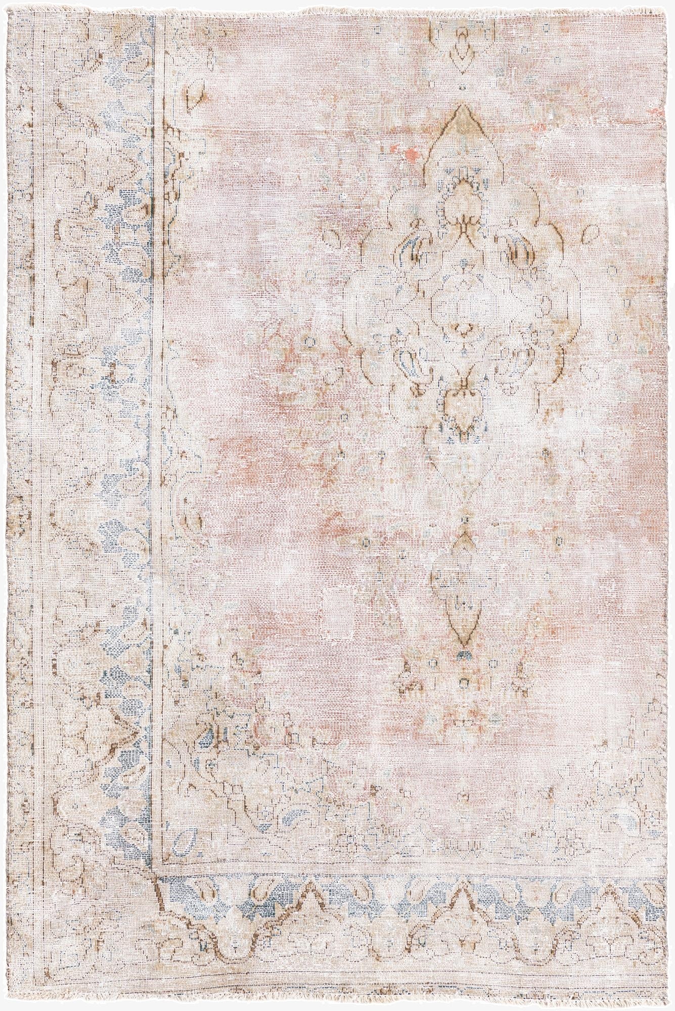  3' 7 x 5' 4  Hand Knotted Ultra Vintage Persian Wool Rug