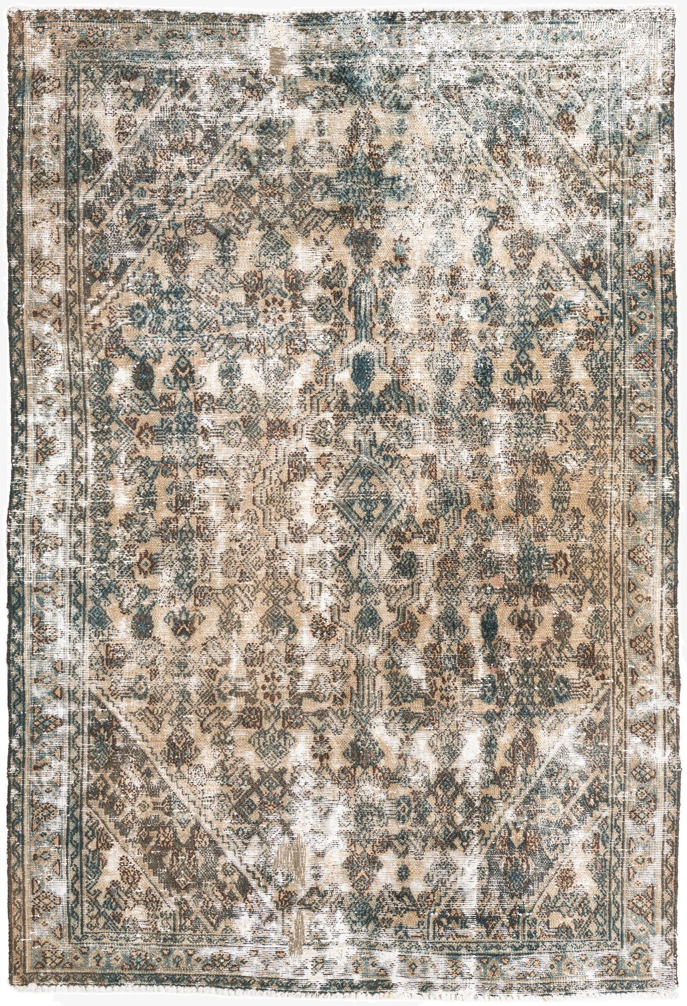  5' 8 x 8' 3  Hand Knotted Ultra Vintage Persian Wool Rug