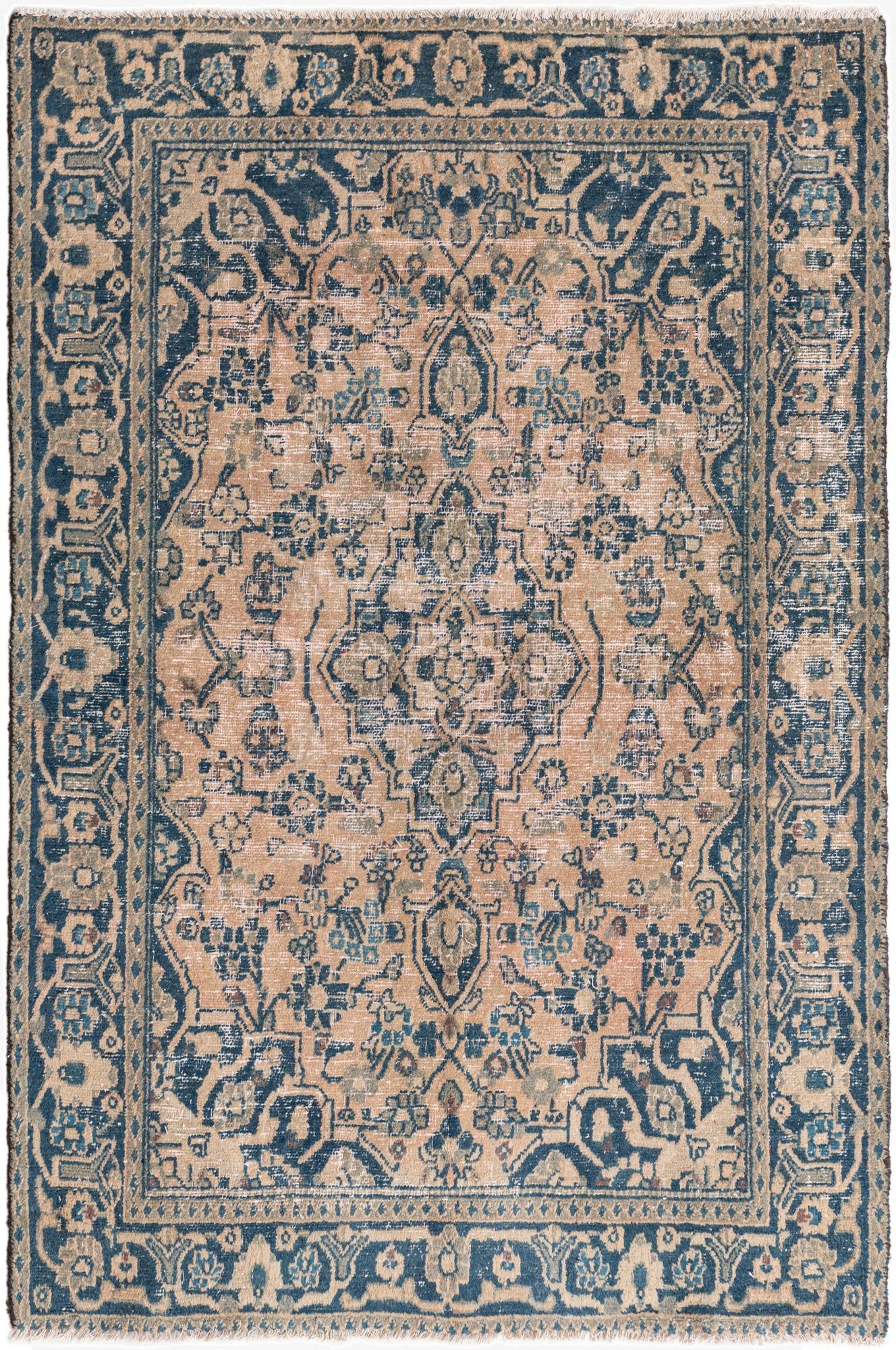  4' 1 x 6' 2  Hand Knotted Ultra Vintage Persian Wool Rug