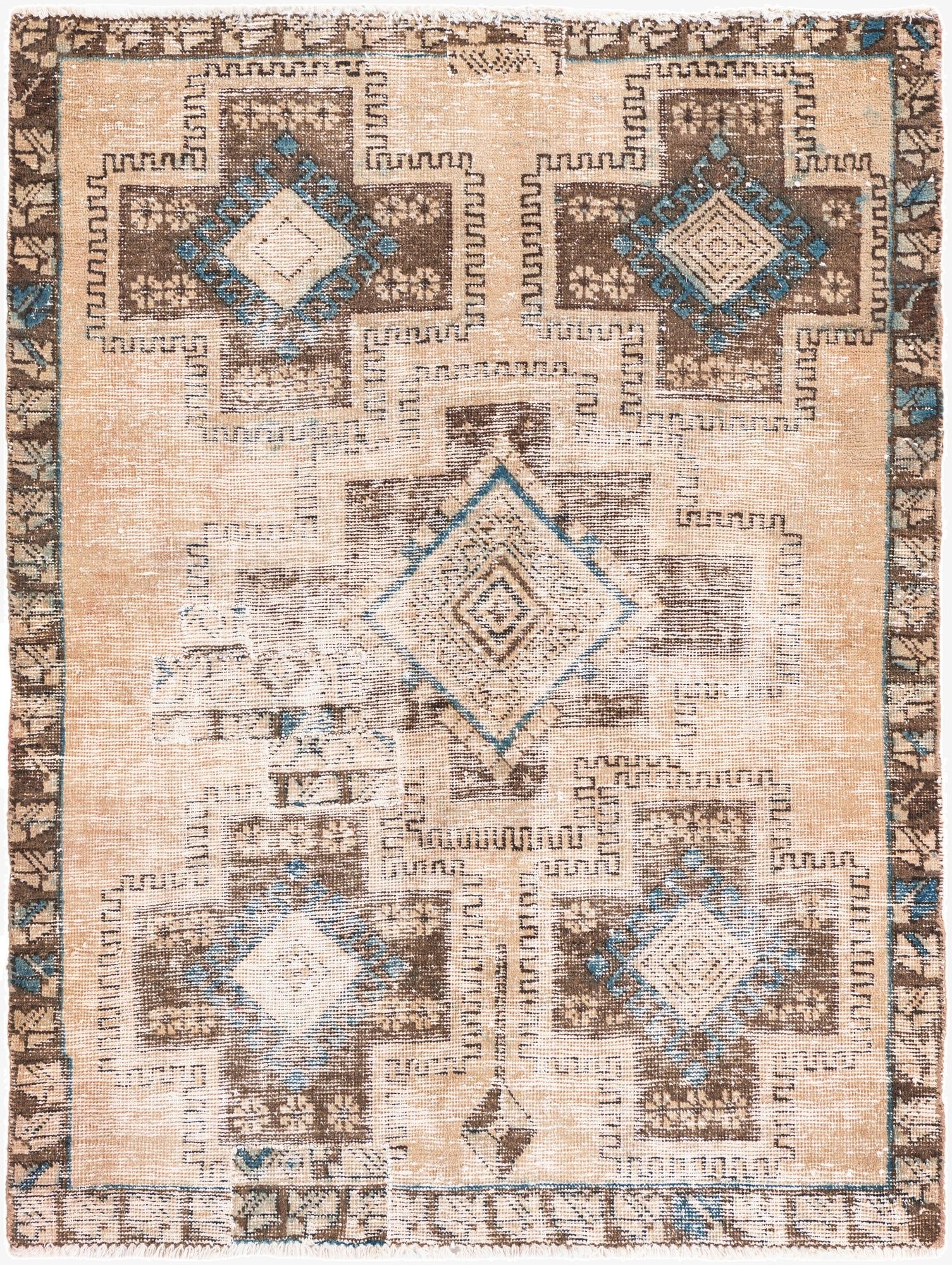  3' 10 x 5'  Hand Knotted Ultra Vintage Persian Wool Rug