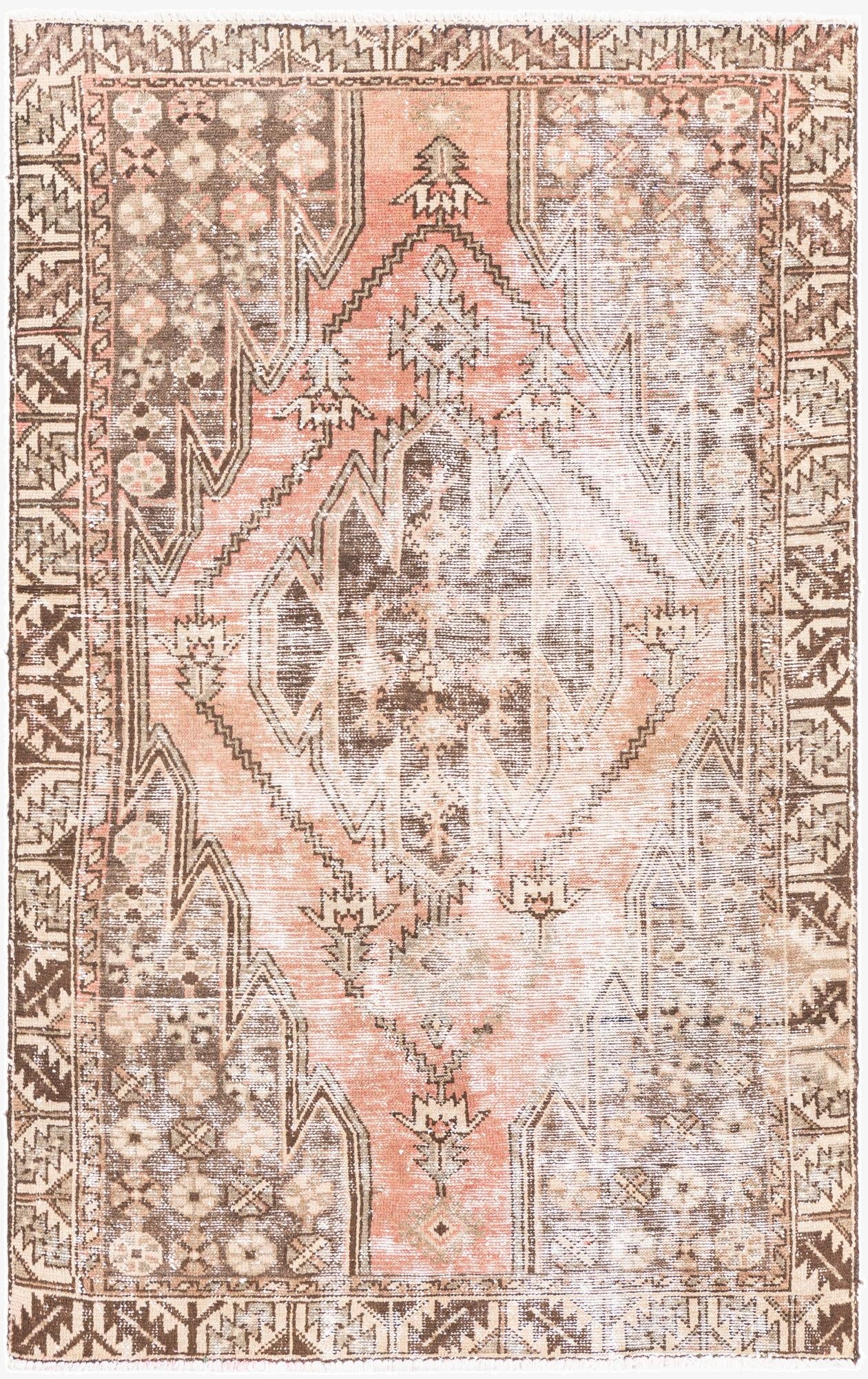  3' 10 x 6' 4  Hand Knotted Ultra Vintage Persian Wool Rug