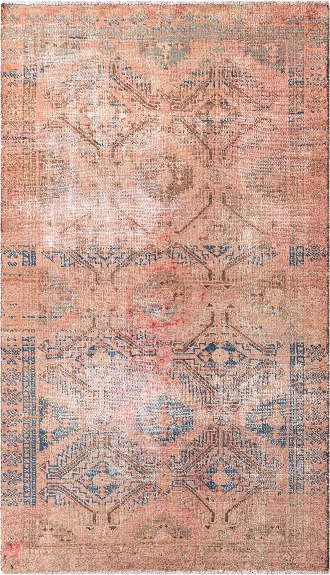  3' 9 x 6' 6  Hand Knotted Ultra Vintage Persian Wool Rug