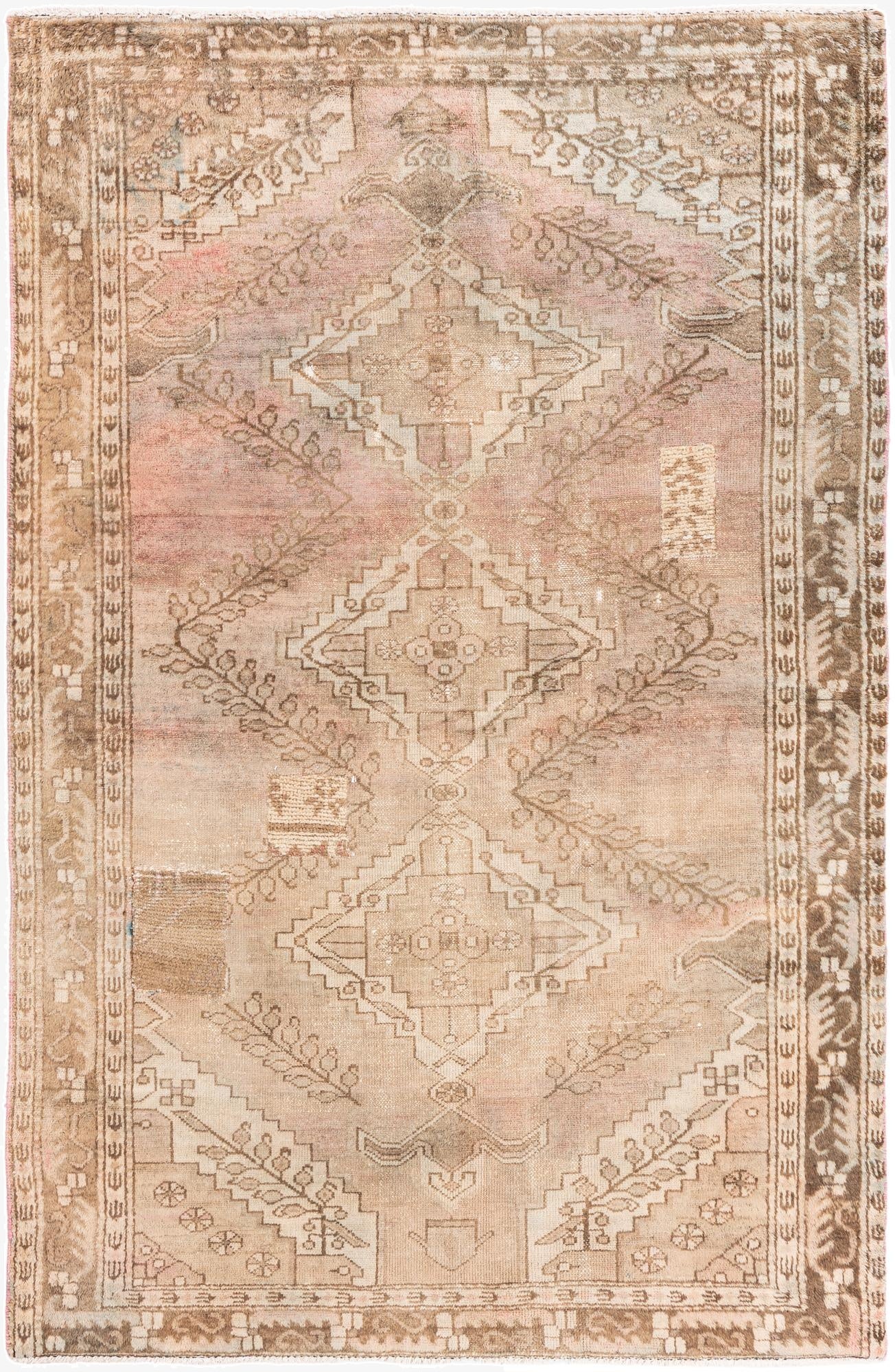  4' 1 x 6' 5  Hand Knotted Ultra Vintage Persian Wool Rug