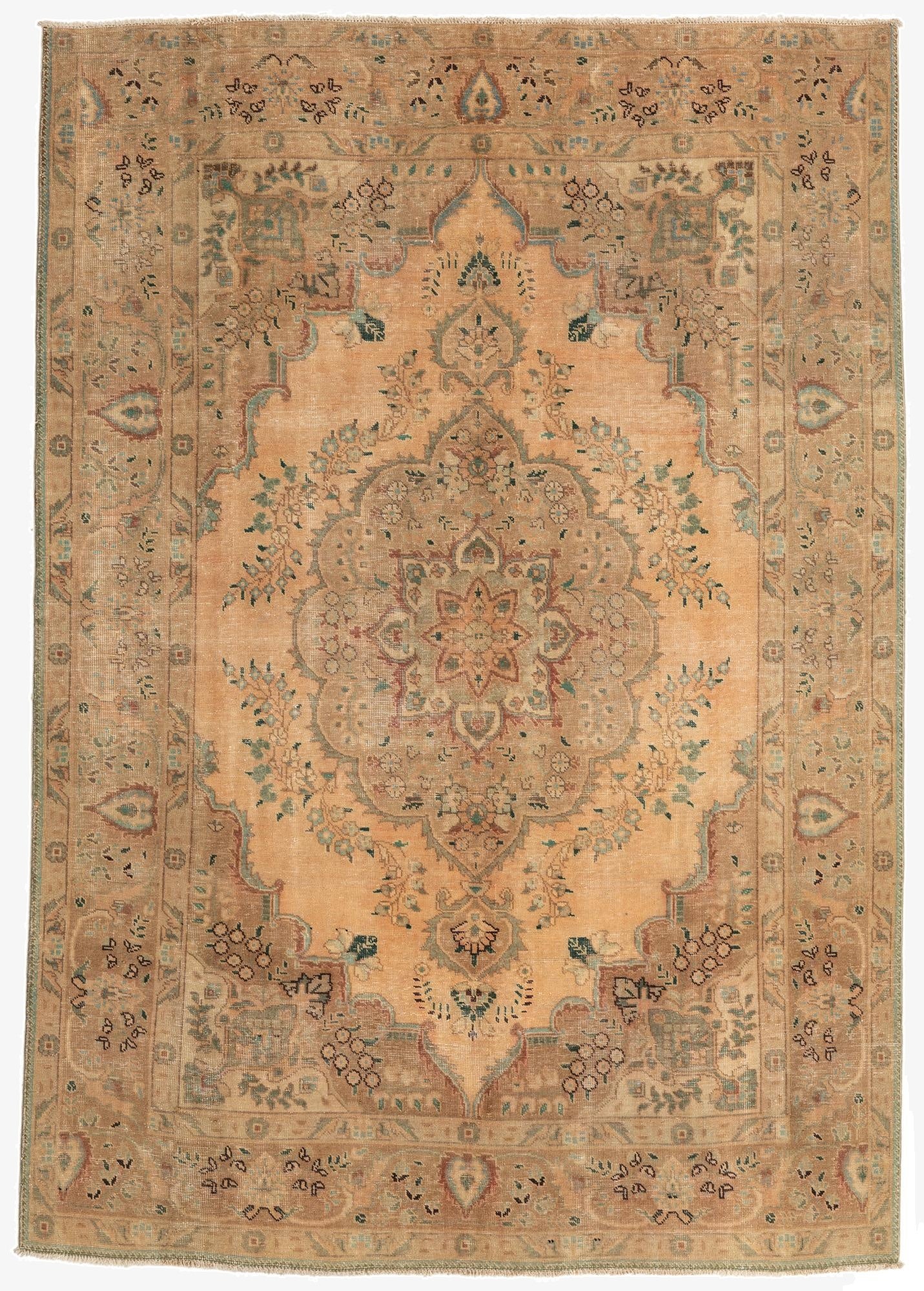  6' 7 x 9' 6  Hand Knotted Ultra Vintage Persian Wool Rug