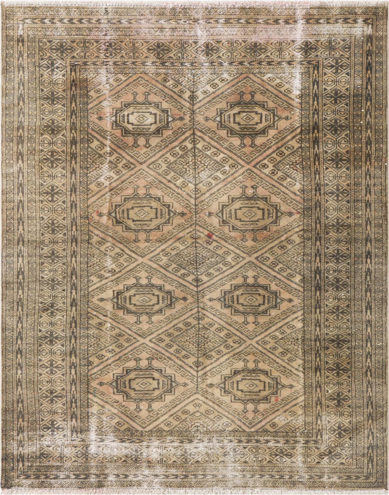  4' 1 x 5'  Hand Knotted Ultra Vintage Persian Wool Rug