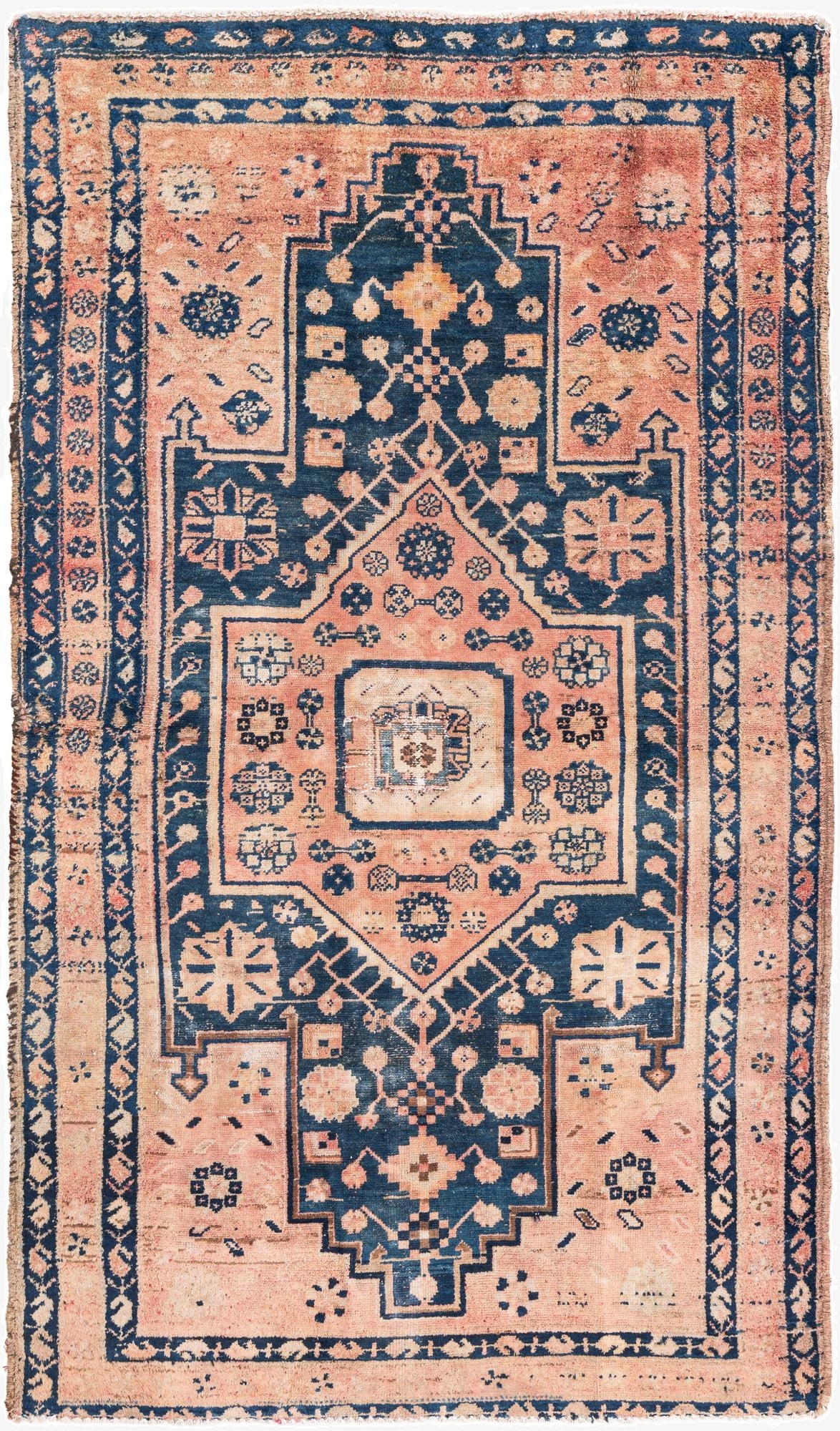  3' 10 x 6' 9  Hand Knotted Ultra Vintage Persian Wool Rug