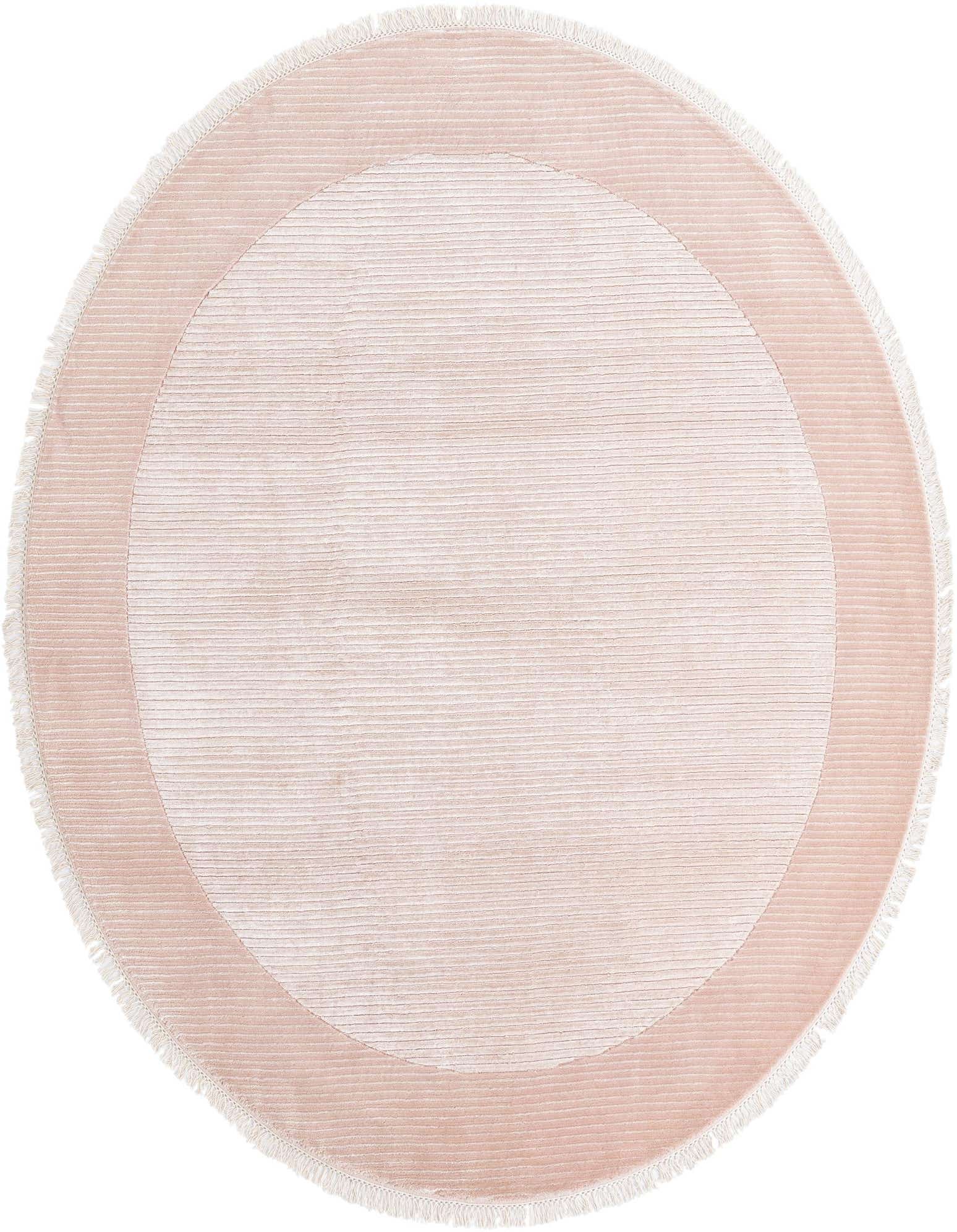 A 6' 9 x 6' 9 round orange wool rug with a modern oriental pattern and fringe border.