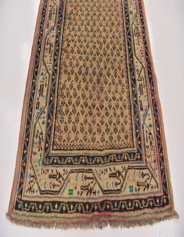 Detail image of  3' 5 x 10' 2  Hand Knotted Botemir Persian Wool Runner Rug