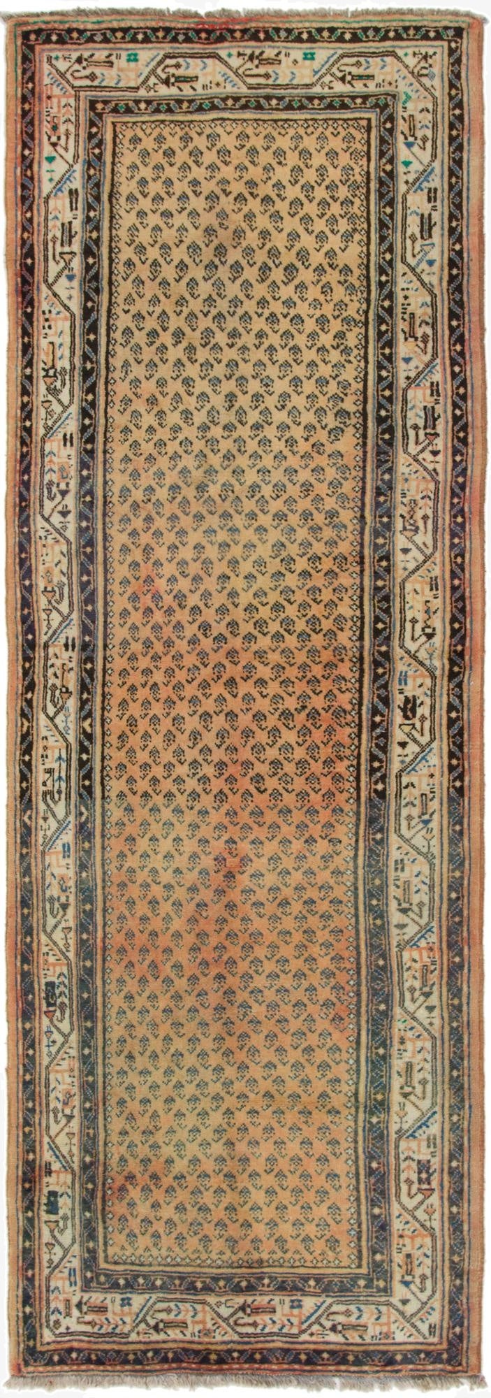  3' 5 x 10' 2  Hand Knotted Botemir Persian Wool Runner Rug