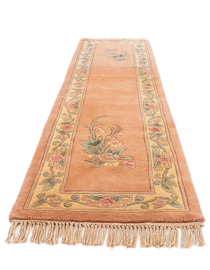Detail image of  2' 4 x 9' 6  Hand Knotted Carved Pekin Wool Runner Rug