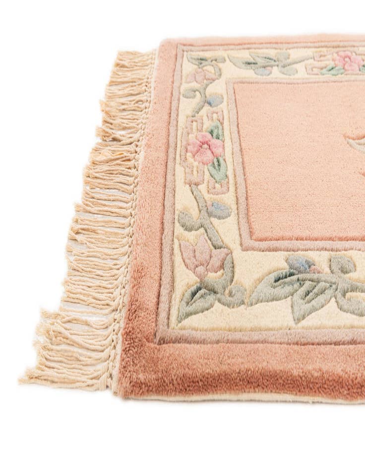 Detail image of  2' 4 x 9' 6  Hand Knotted Carved Pekin Wool Runner Rug