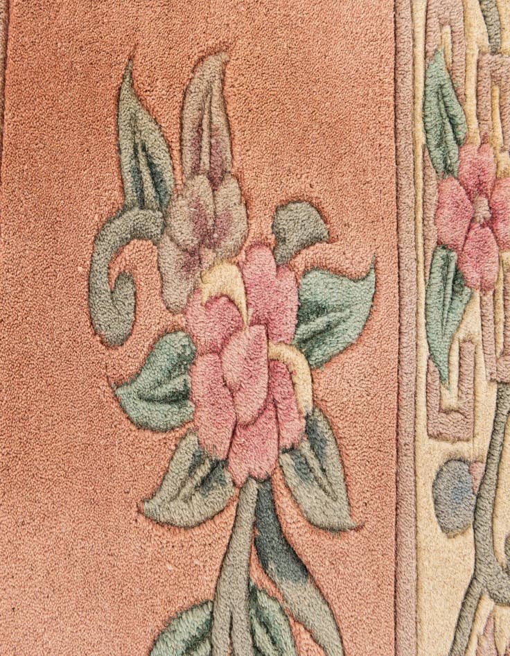 Detail image of  2' 4 x 9' 6  Hand Knotted Carved Pekin Wool Runner Rug