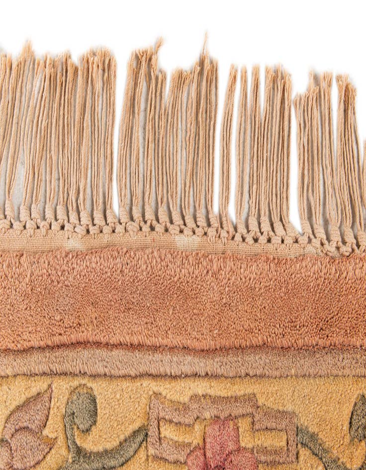 Detail image of  2' 4 x 9' 6  Hand Knotted Carved Pekin Wool Runner Rug