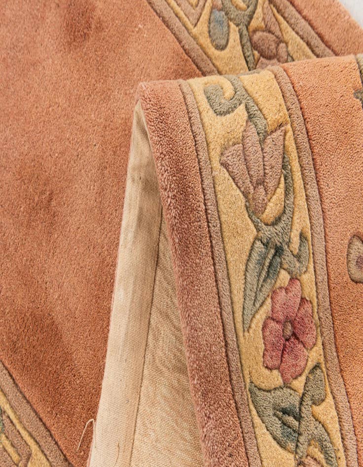 Detail image of  2' 4 x 9' 6  Hand Knotted Carved Pekin Wool Runner Rug