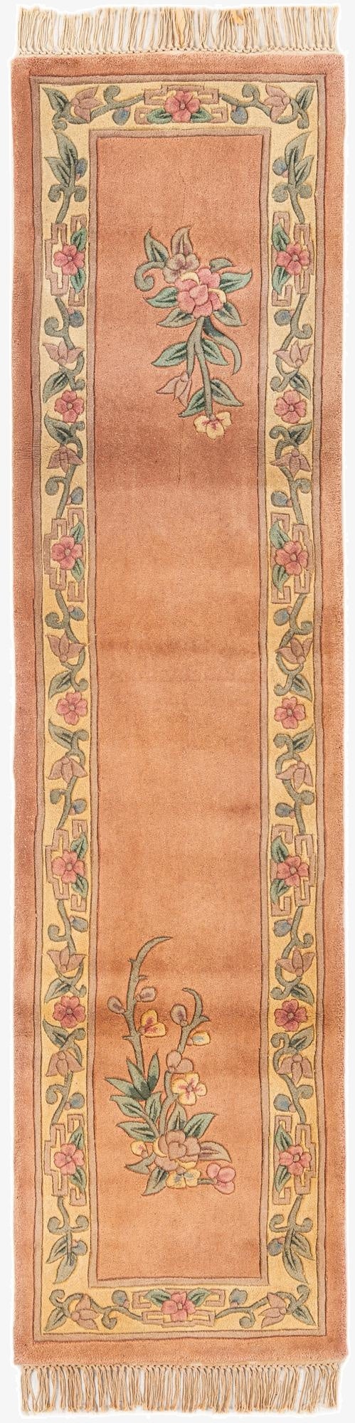  2' 4 x 9' 6  Hand Knotted Carved Pekin Wool Runner Rug