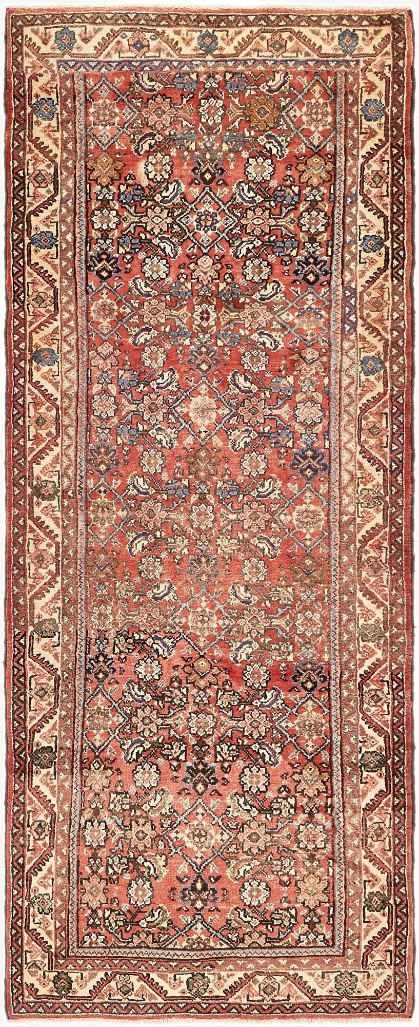  3' 10 x 9' 9  Hand Knotted Farahan Persian Wool Runner Rug