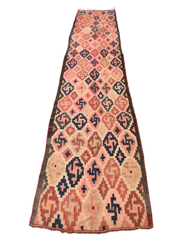 Detail image of  4' x 13' 2  Hand Woven Kilim Fars Wool Runner Rug