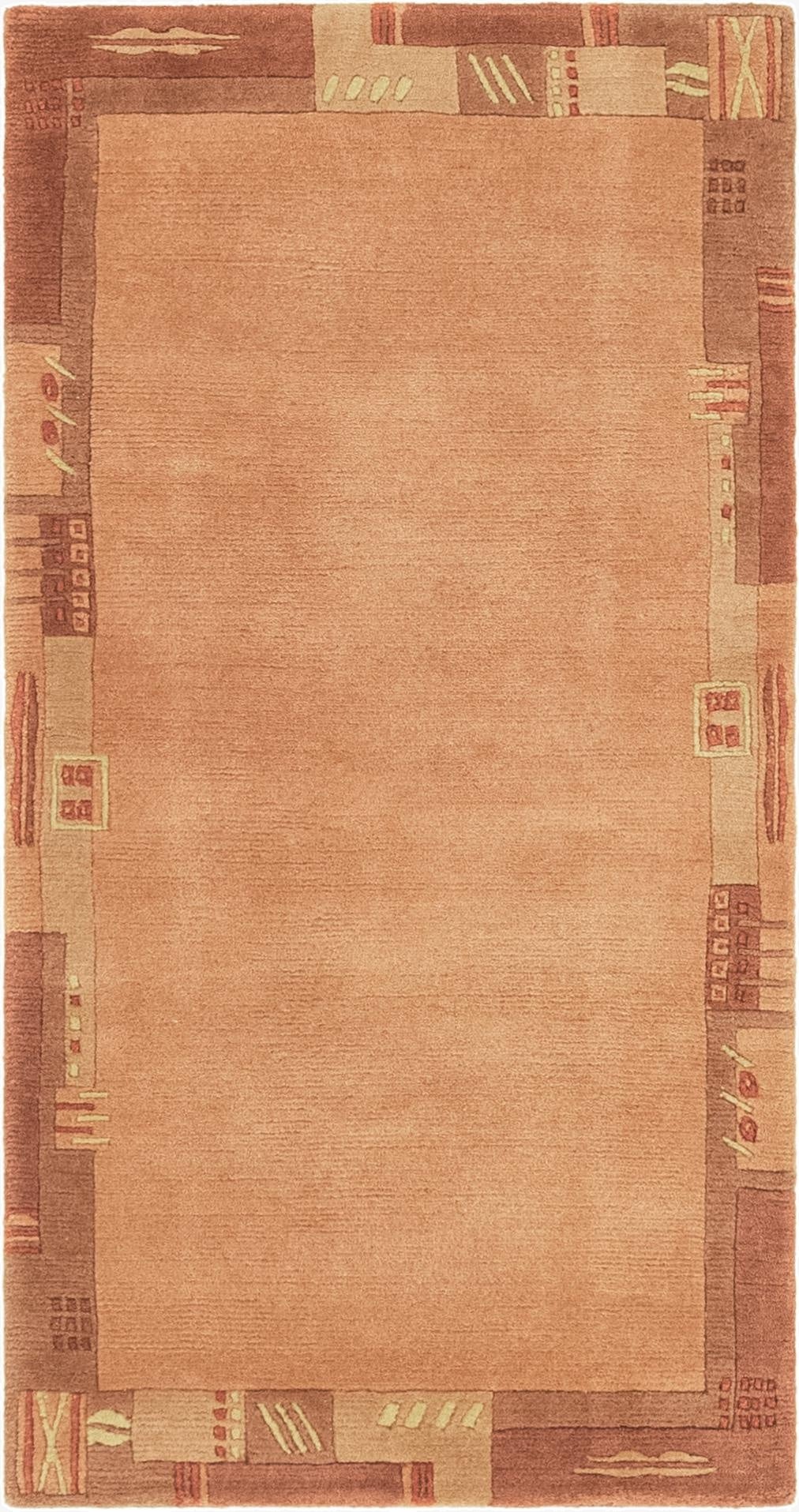  2' 4 x 4' 7  Hand Knotted Nepal Wool Runner Rug