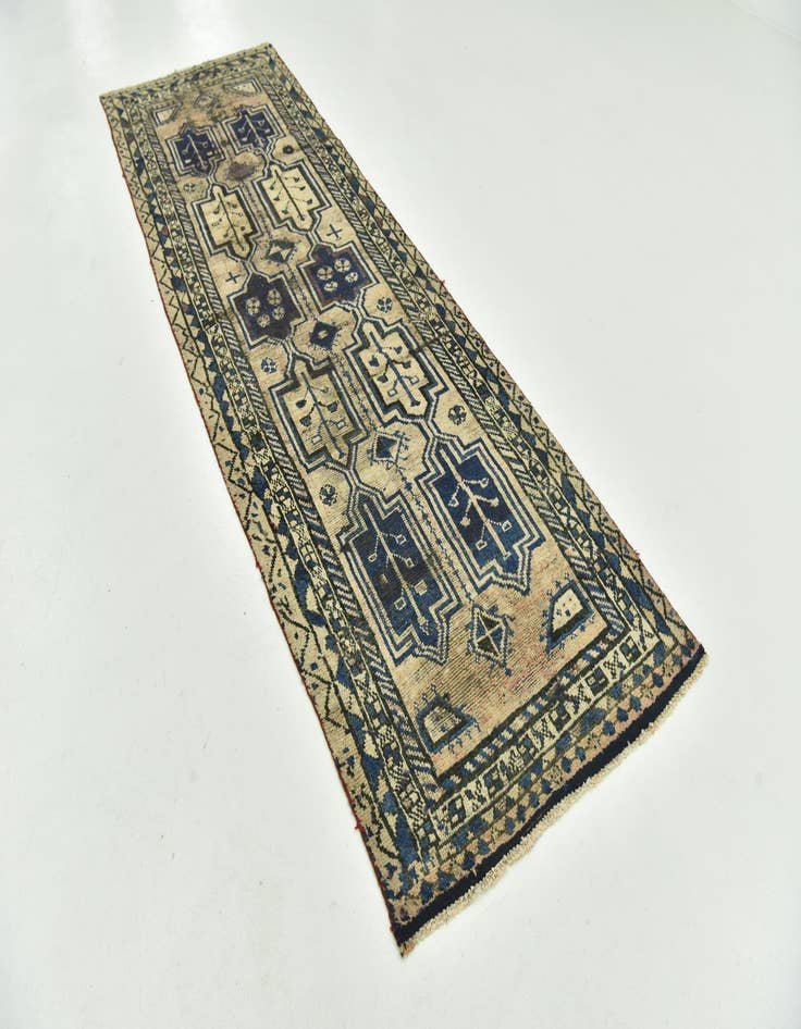 Detail image of  3' 7 x 11' 4  Hand Knotted Shiraz Persian Wool Runner Rug