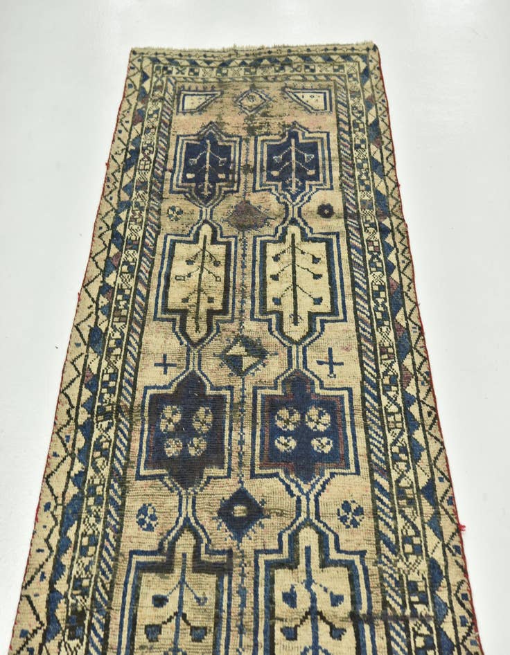 Detail image of  3' 7 x 11' 4  Hand Knotted Shiraz Persian Wool Runner Rug