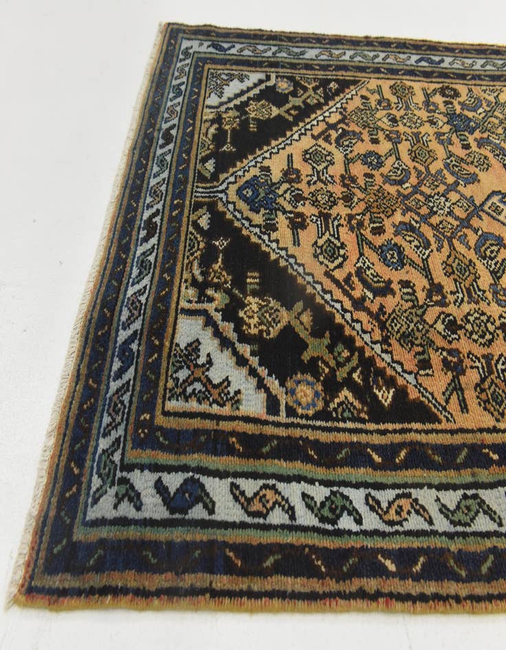 Detail image of  3' 6 x 9' 9  Hand Knotted Ultra Vintage Persian Wool Runner Rug