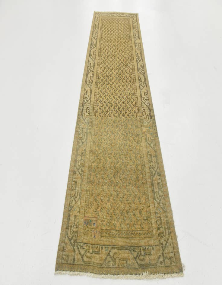 Detail image of  3' 2 x 10' 1  Hand Knotted Ultra Vintage Persian Wool Runner Rug