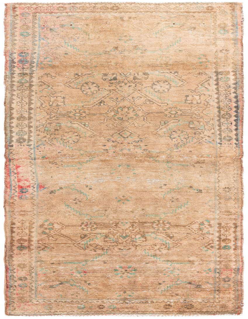 A 9 ft Ultra Vintage runner rug in faded orange wool with a distressed Persian pattern, ideal for a hallway.