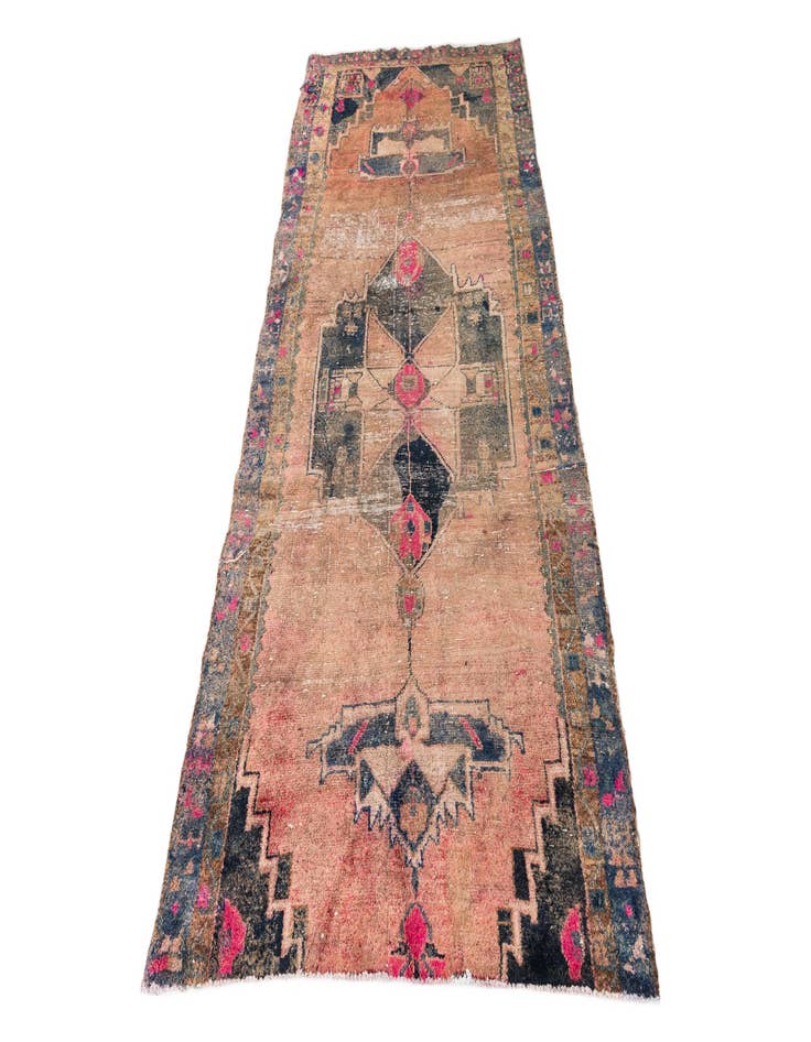 Detail image of  4' 4 x 9' 9  Hand Knotted Ultra Vintage Persian Wool Runner Rug