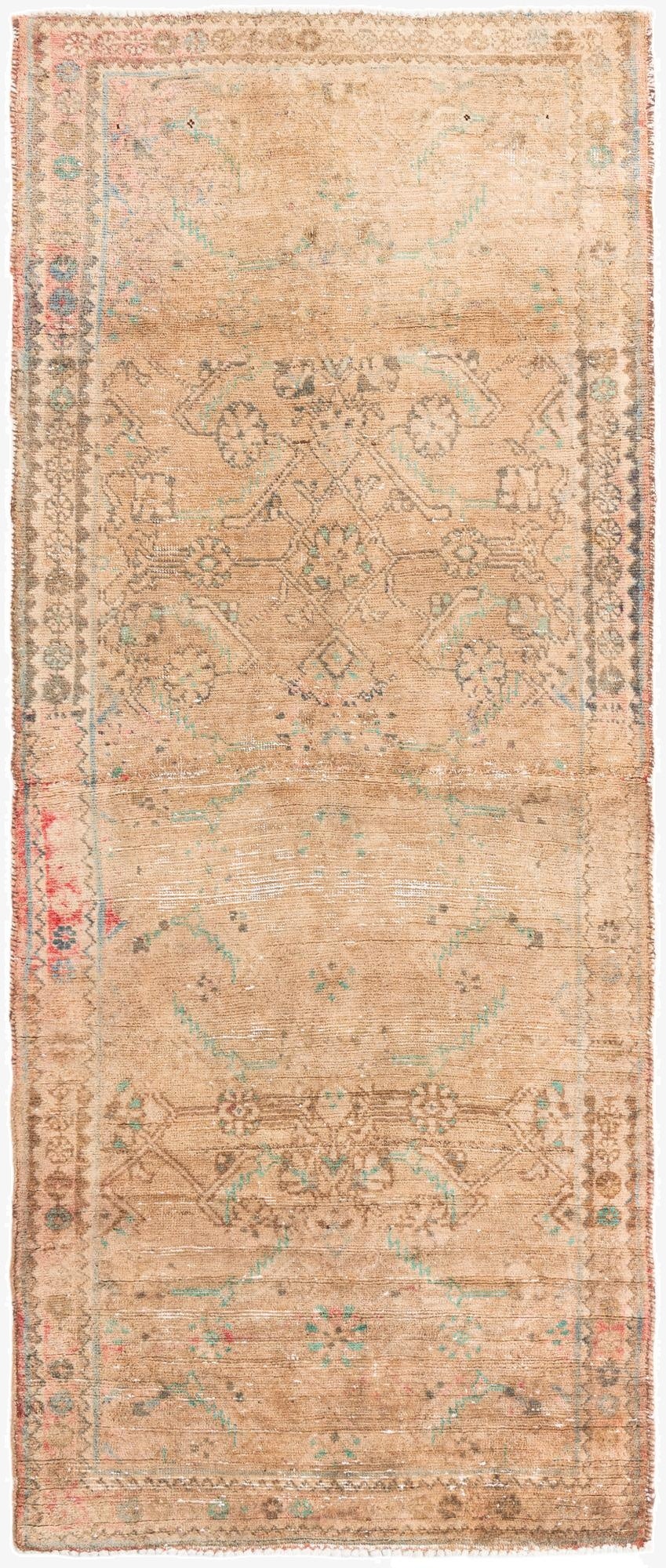  3' 7 x 9' 3  Hand Knotted Ultra Vintage Persian Wool Runner Rug