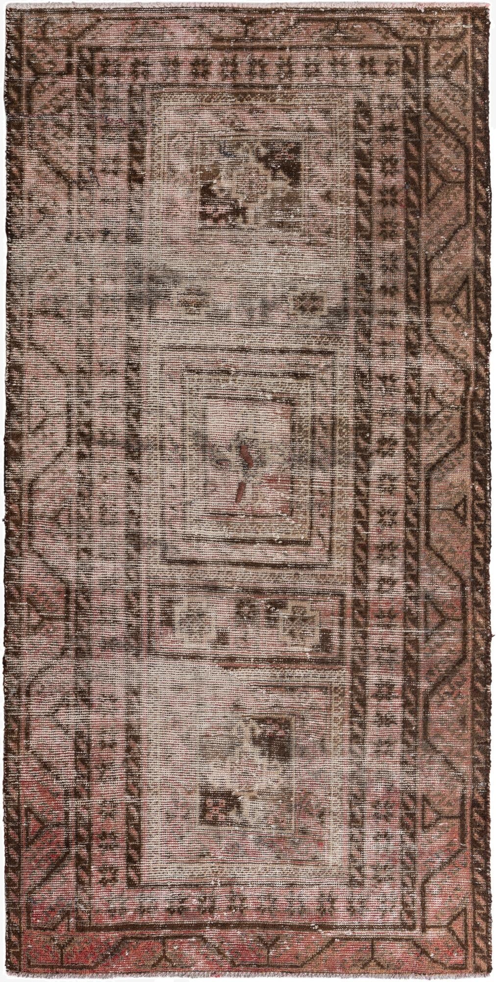  3' 10 x 8' 1  Hand Knotted Ultra Vintage Persian Wool Runner Rug