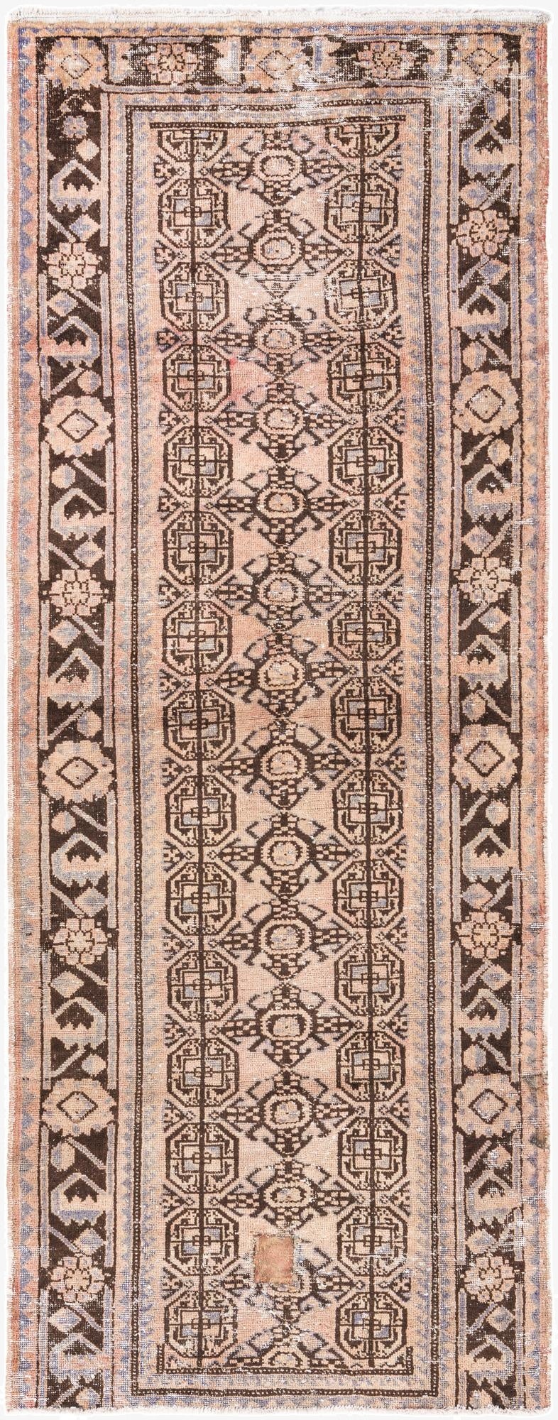 3' 10 x 10'  Hand Knotted Ultra Vintage Persian Wool Runner Rug