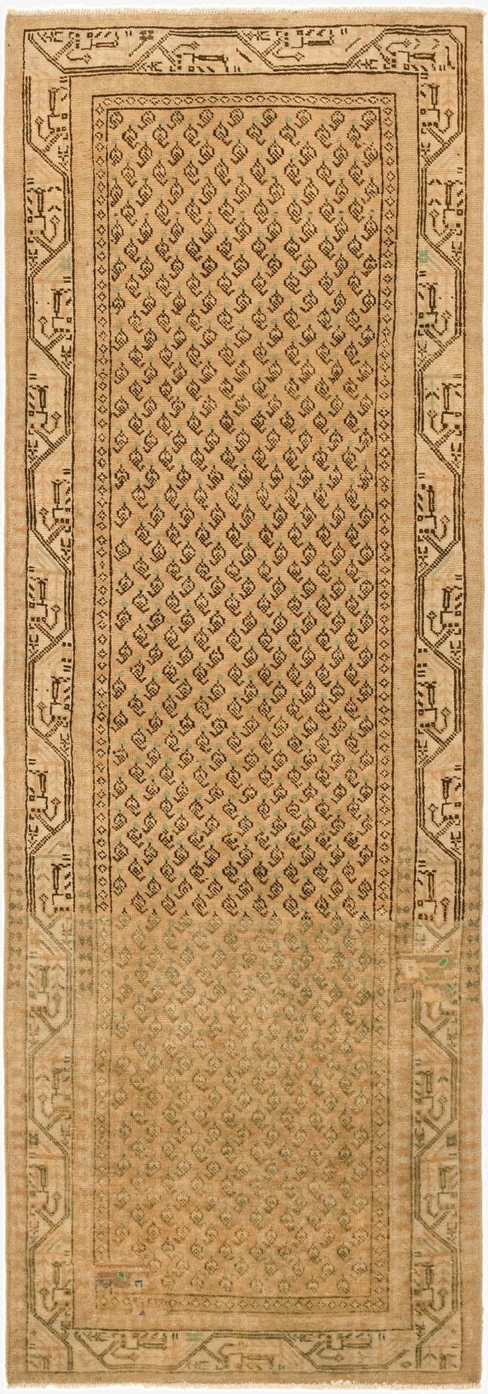  3' 2 x 10' 1  Hand Knotted Ultra Vintage Persian Wool Runner Rug