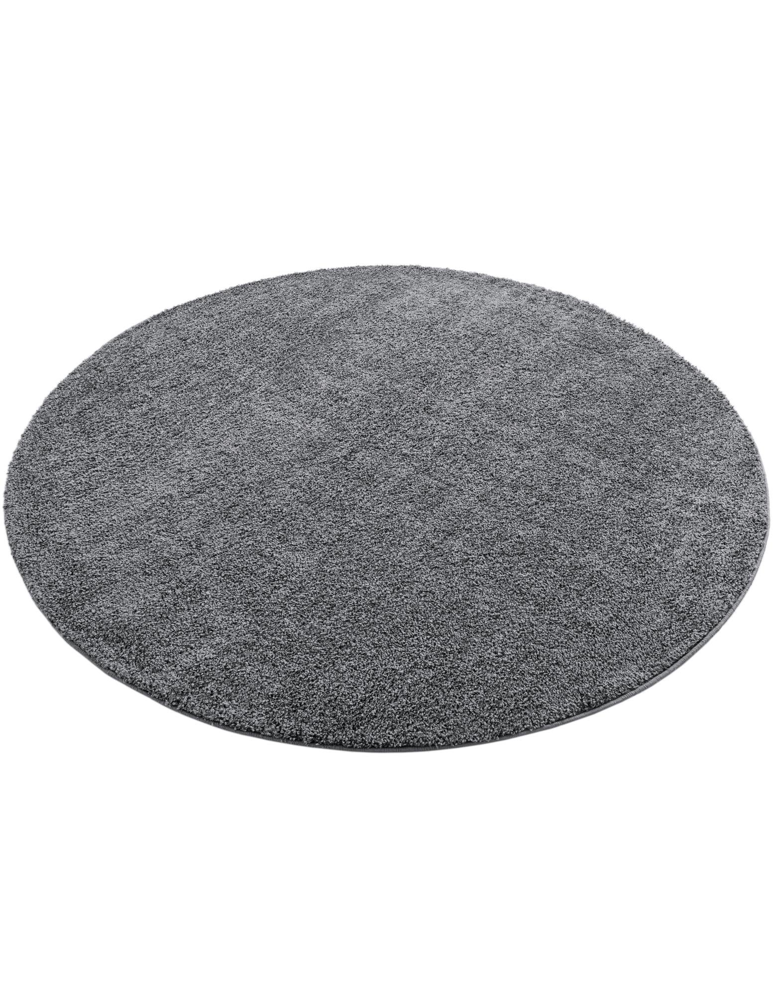 Pebble Gray 8' x 8' Soft Solid Shag Round Rug | Rugs.com