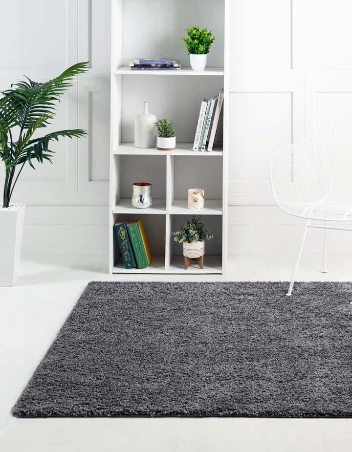 Pebble Gray 4' x 4' Soft Solid Shag Square Rug | Rugs.com