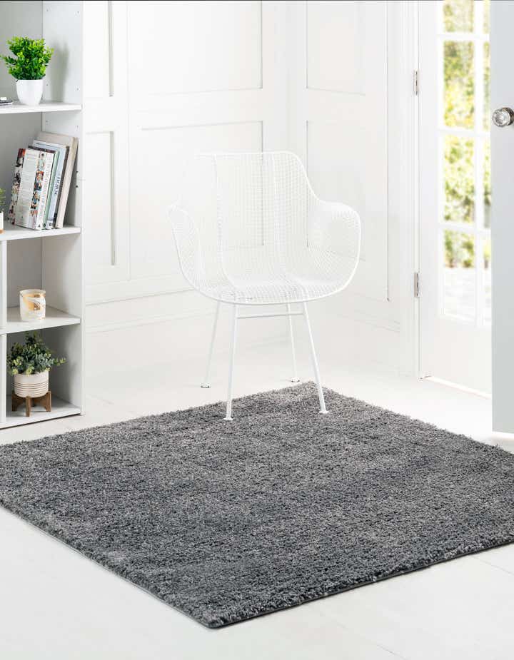 Pebble Gray 8' x 8' Soft Solid Shag Square Rug | Rugs.com