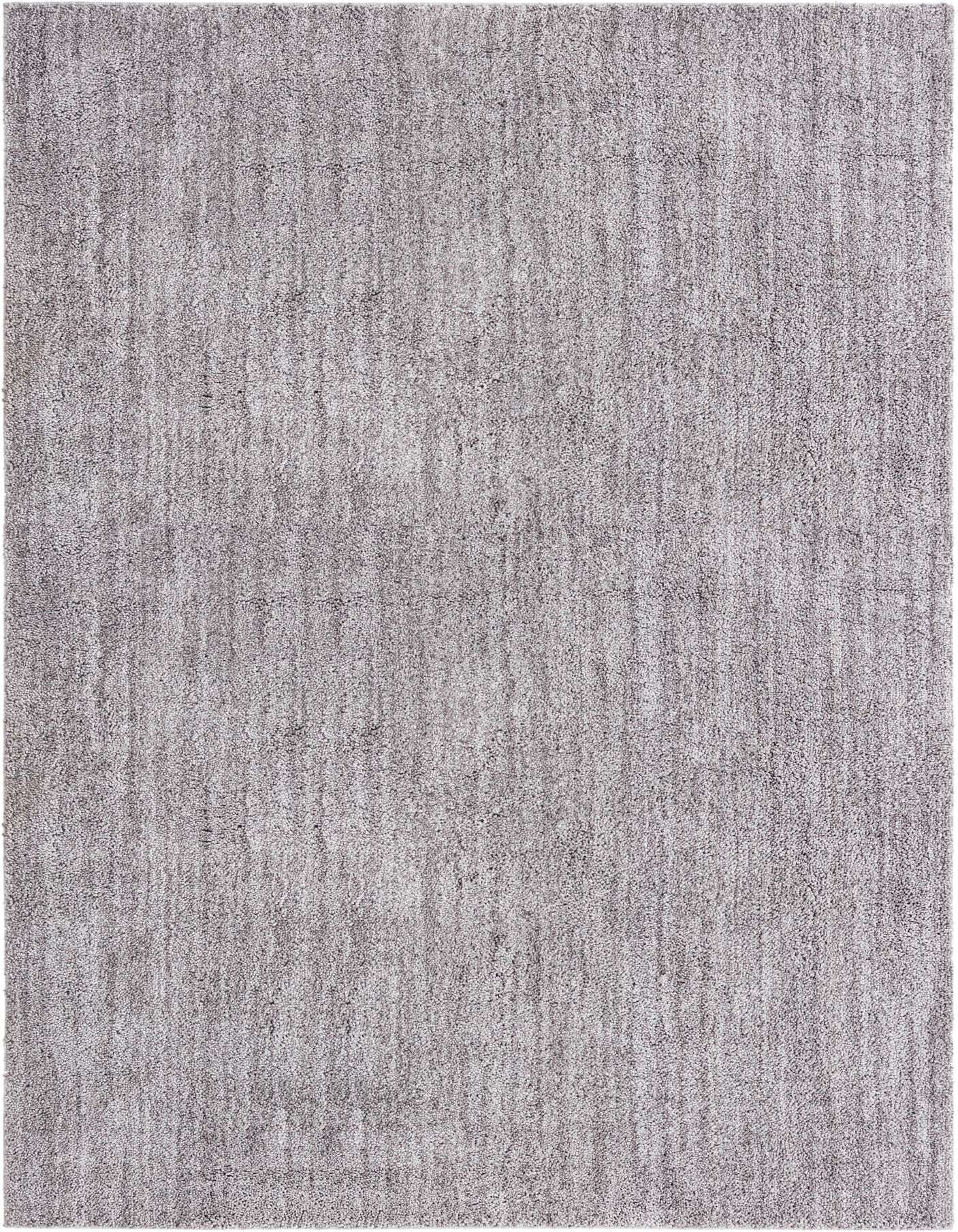 A 6x9 rectangular gray shag rug with a modern, solid design and textured pile, suitable for a living room or bedroom.