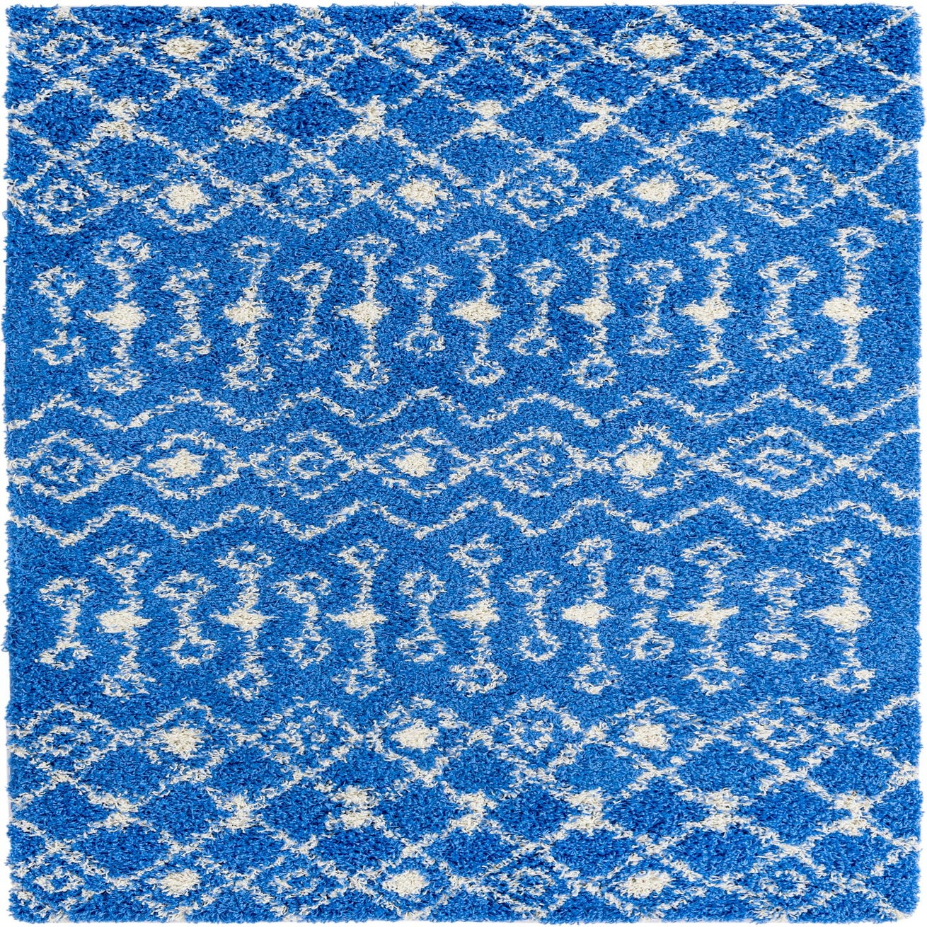 Periwinkle Blue 5' 3 x 8' Moroccan Trellis Shag Rug | Rugs.com