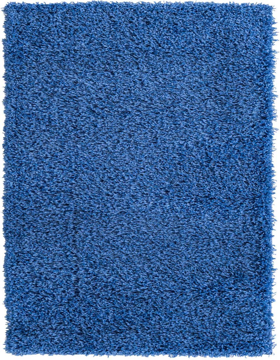 A plush 5 ft runner rug in a vibrant blue shag texture, perfect for adding warmth to a hallway.