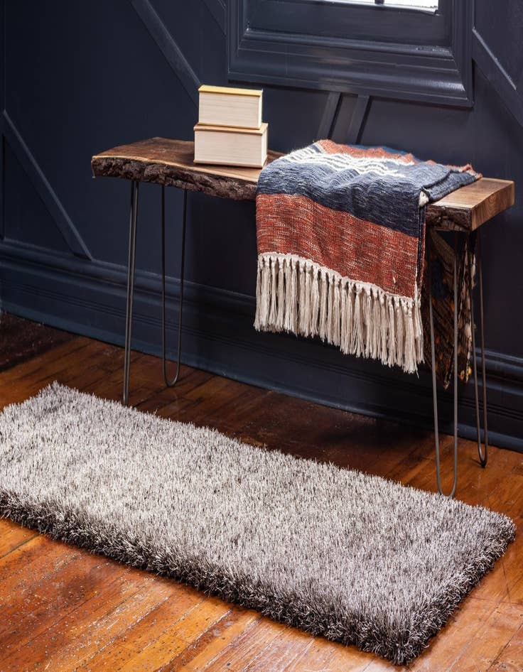 Detail image of 2' 7 x 10' Luxury Solid Shag Runner Rug