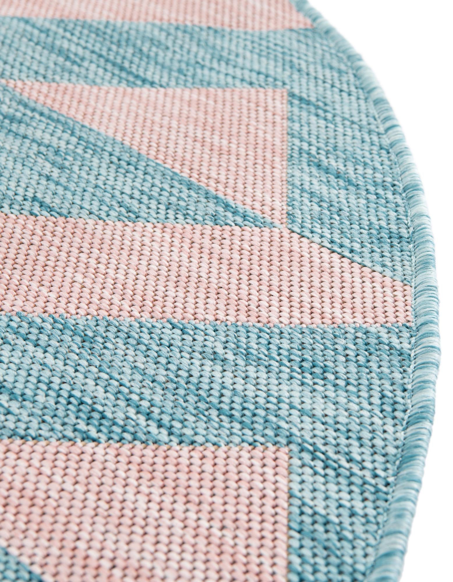 Pink and Aqua 7' 10 x 10' Jill Zarin Napa Indoor / Outdoor Oval Rug