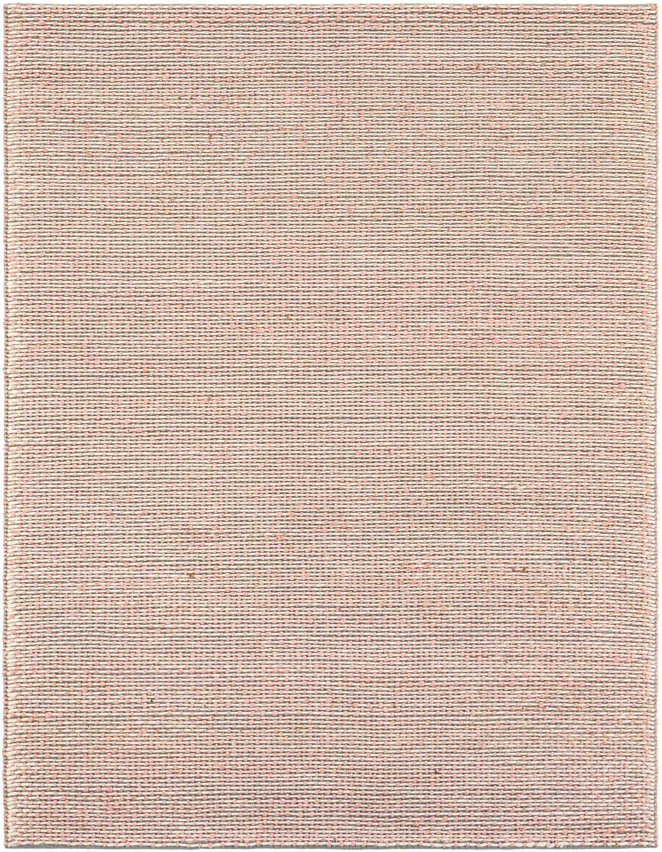 A 6x9 rectangular Rugs.com Seaside Pearl Jute rug with a textured high/low pile in gray and pink stripes.
