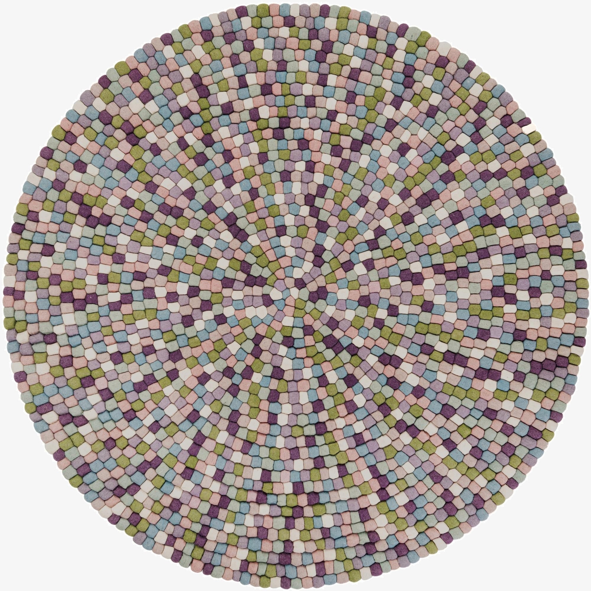  6' 1 x 6' 1  Hand Woven Felt Ball Wool Round Rug