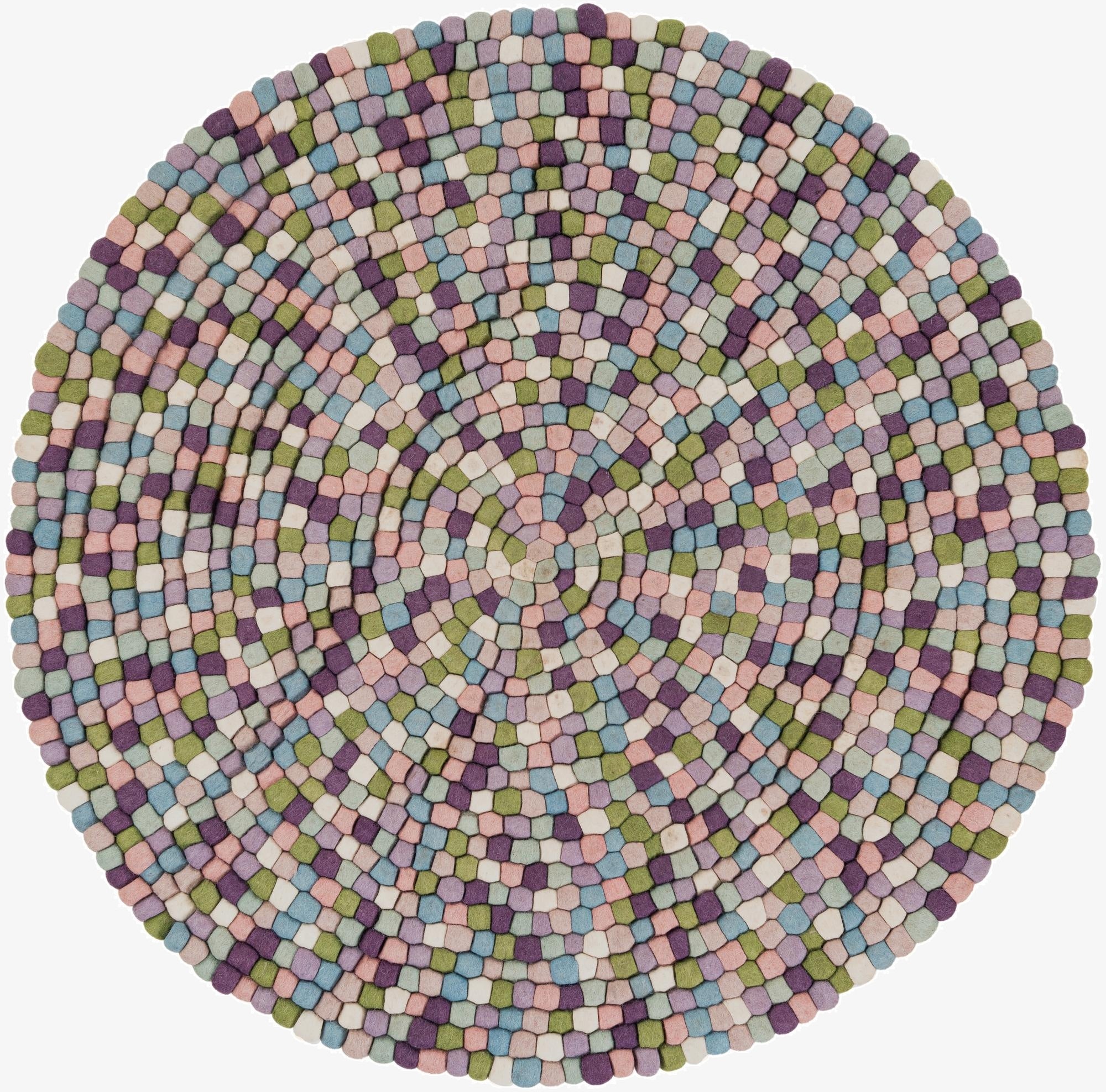  5' 1 x 5' 1 Felt Ball Wool Round Rug