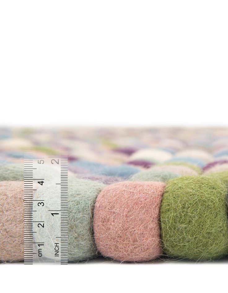 Detail image of  7' 10 x 7' 10  Hand Woven Felt Ball Wool Square Rug