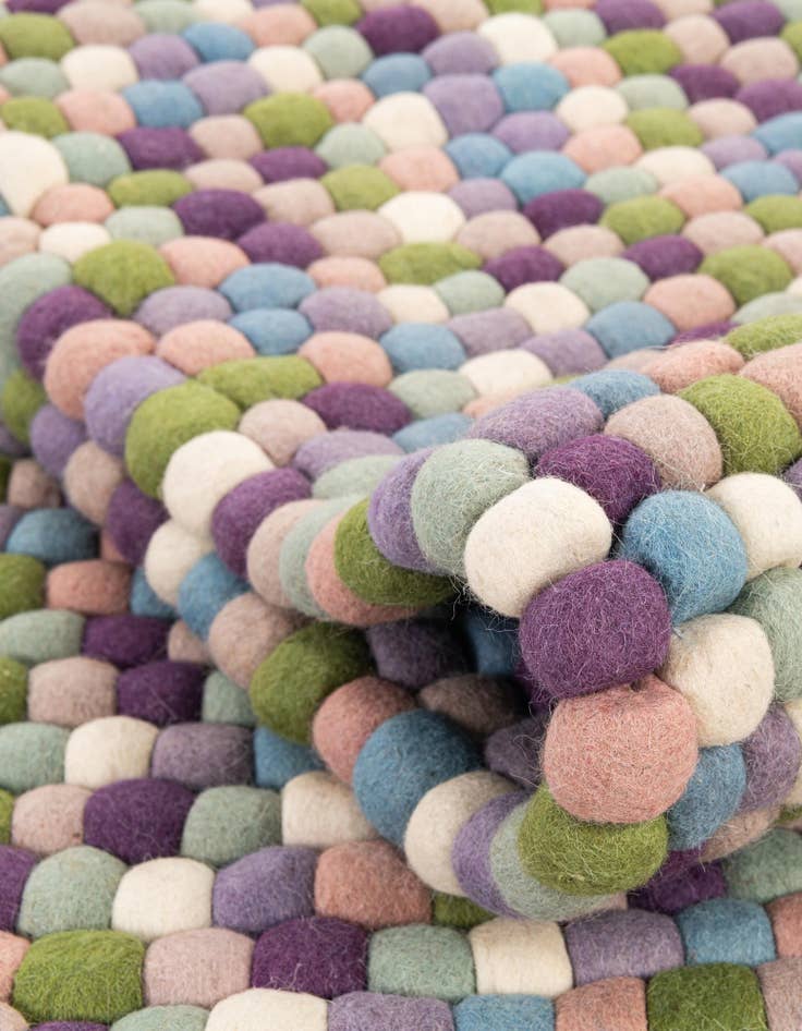 Detail image of  7' 10 x 7' 10  Hand Woven Felt Ball Wool Square Rug
