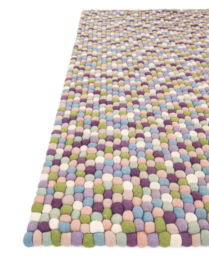 Detail image of  7' 10 x 7' 10  Hand Woven Felt Ball Wool Square Rug